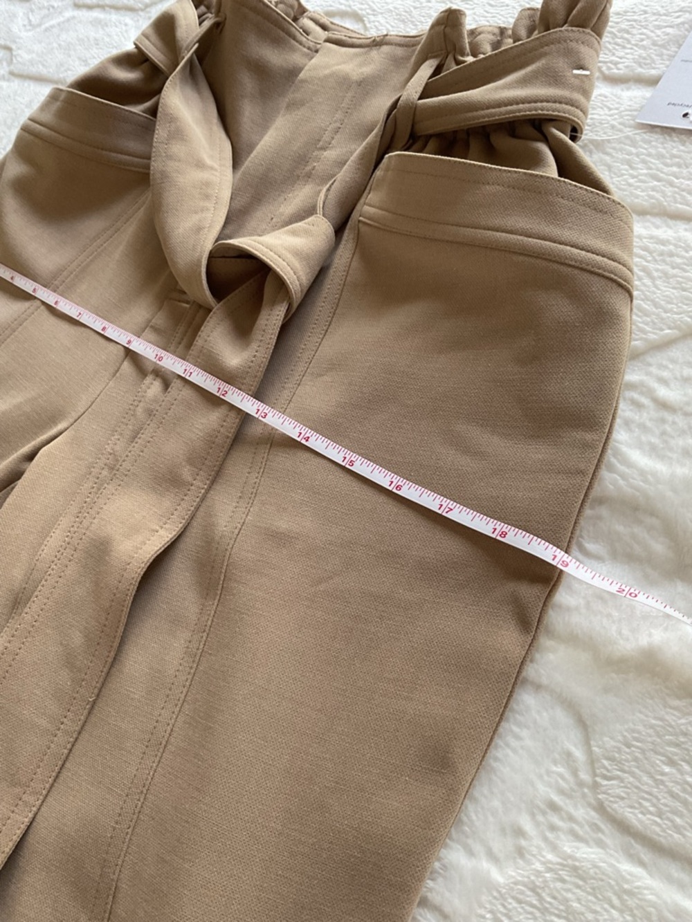 SO Beige Paperbag Waist Tapered Pants Tie Belt Women’s Size S NWT - Picture 9 of 10
